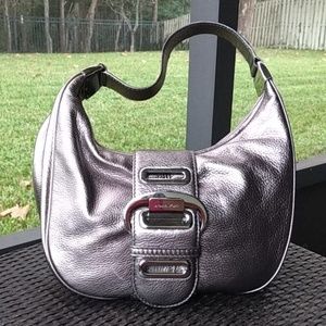 Michael Kors Gunmetal Leather Morgan Hobo Purse